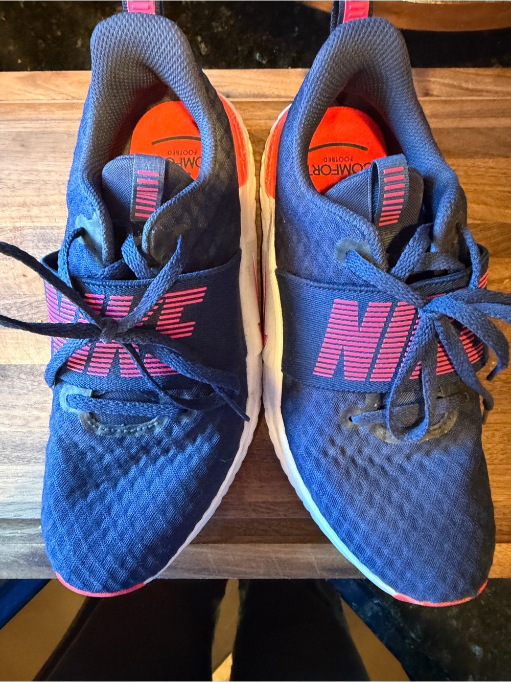 Nike  Navy and Pink Athletic Sneakers
